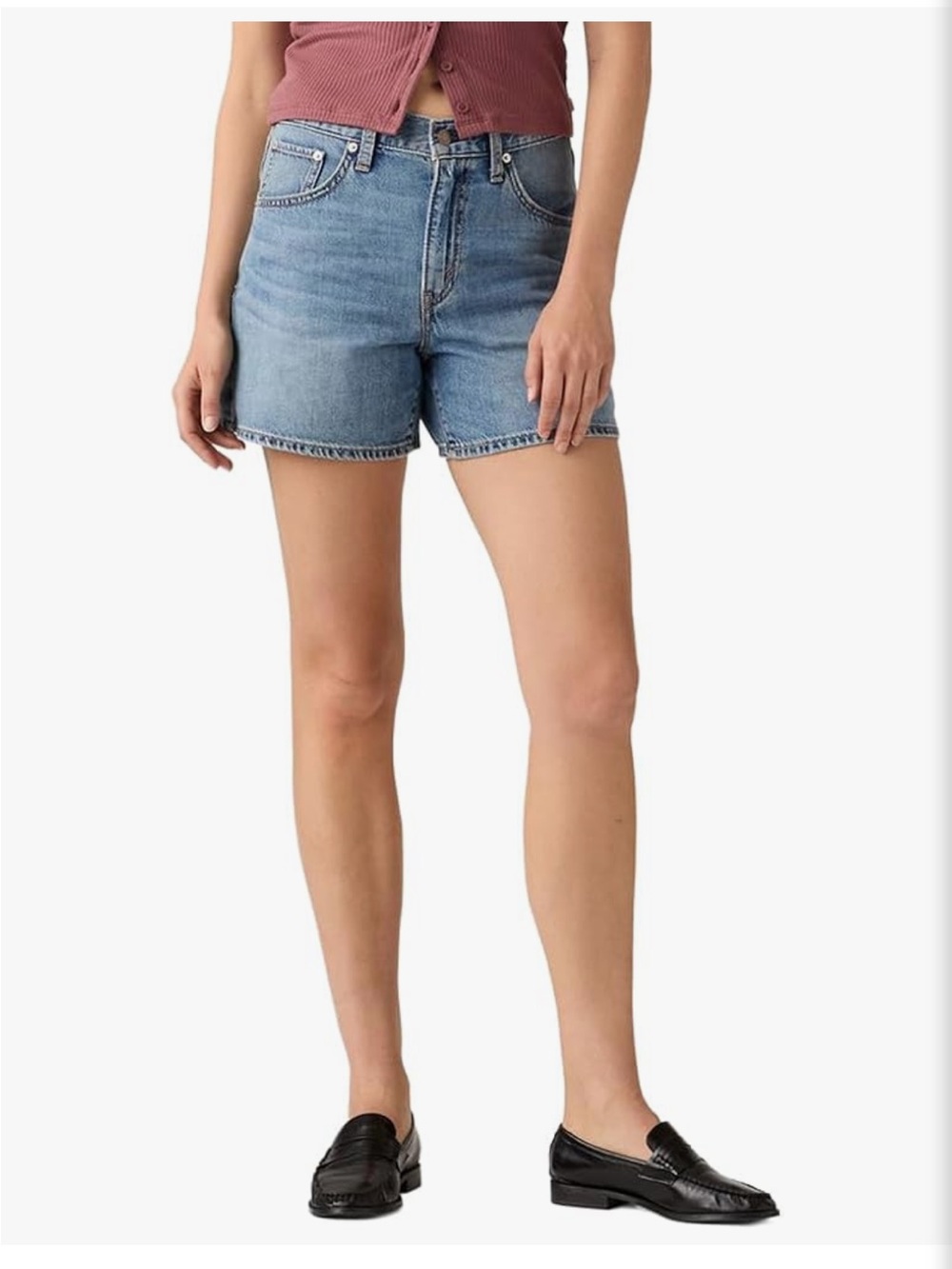 Levi's Cinch Waist Mid Thigh Denim Shorts - 26